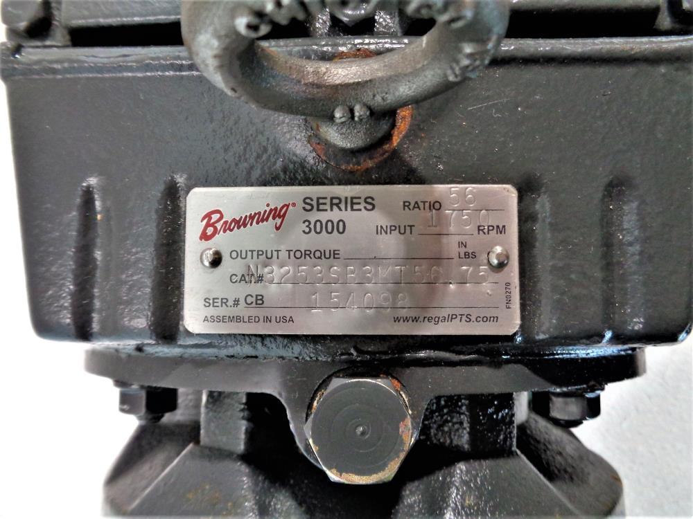 Browning Series 3000 Gear Reducer, 56 Ratio, 1750RPM, #N3253SB3MT56.75 w/Motor